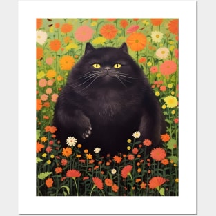 Feline Garden Delight: Cats Amongst a Bouquet of Blooms - Sampson Posters and Art